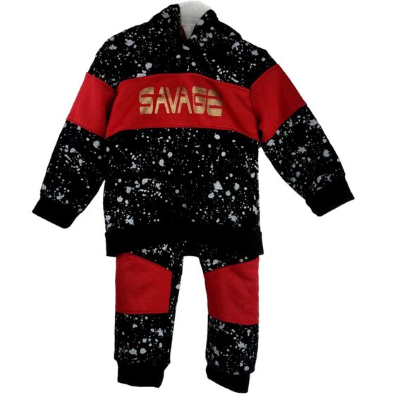 Boys Black | Red Matching Joggers Set Size: 3T - Picture 1 of 6
